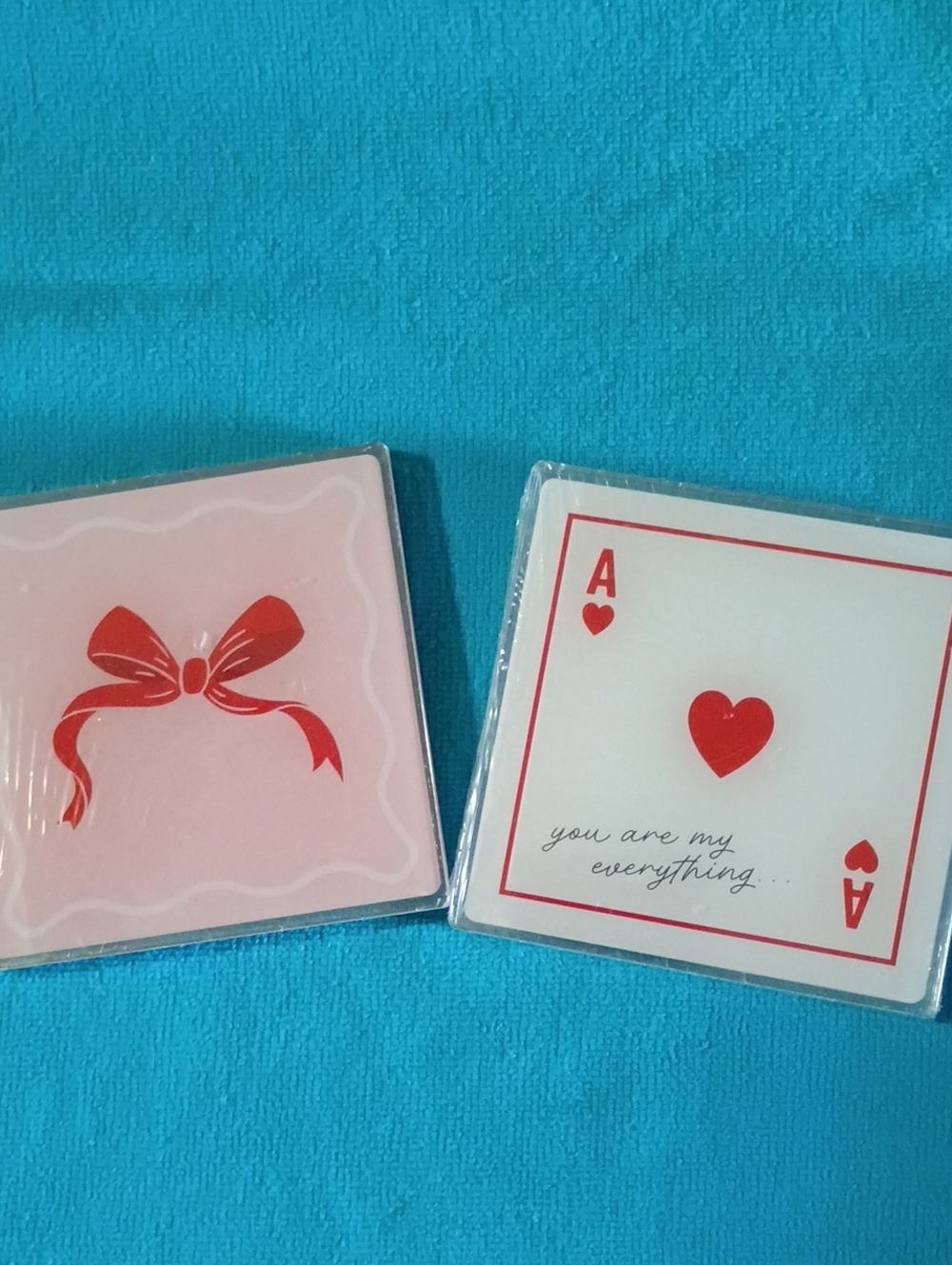4 IN EACH PK.Ace of Hearts Decorative COASTERS. - Pink & Red. NWT